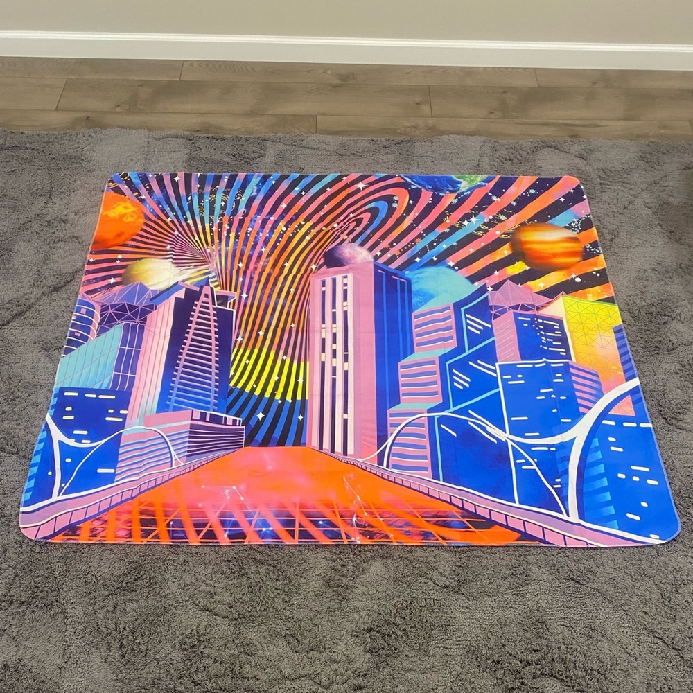 Vibrant Cityscape Tapestry in Multicolor